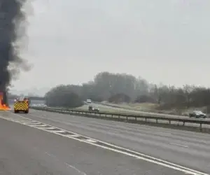 Camper van fire closes stretch of M42