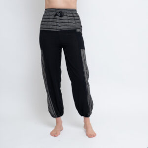 Cotton Trouser With Stripe Panel (Black)