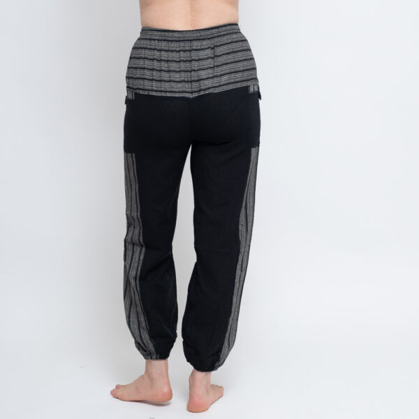 Cotton Trouser With Stripe Panel (Black) - Image 3