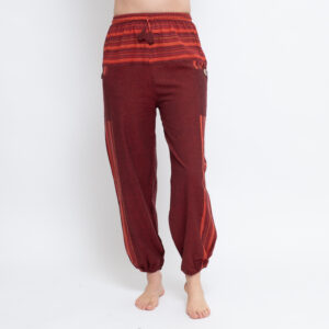 Cotton Trouser With Stripe Panel (Red)
