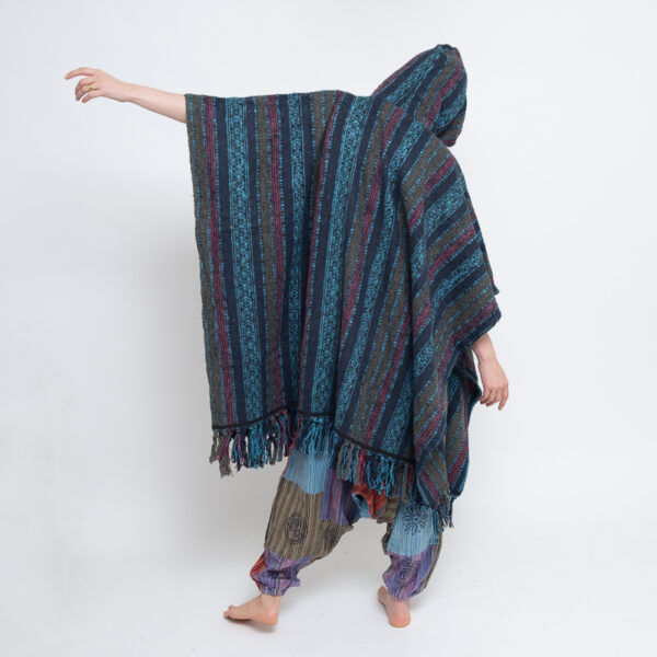 Annapurna Brushed Gheri Poncho (Blue) - Image 3